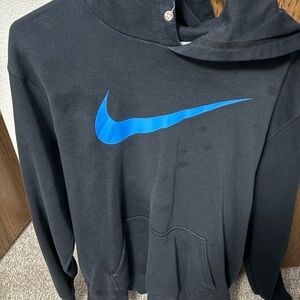 Nike Black Hoodie with Vibrant Blue Logo
